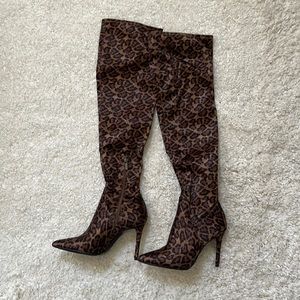 Never worn! Jessica Simpson Over the Knee Leopard Boot - Size 8
